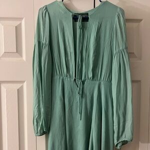 Reformation Teal Long-Sleeve Dress